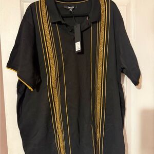 Fashion Nova Black Polo with Gold Accents